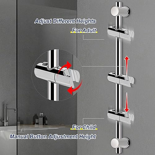 Miniatura 10 de NearMoon - Cabezal de ducha de mano de alta presión de 5 ajustes, cabezal de ducha de mano multifunción con soporte de ángulo ajustable (con