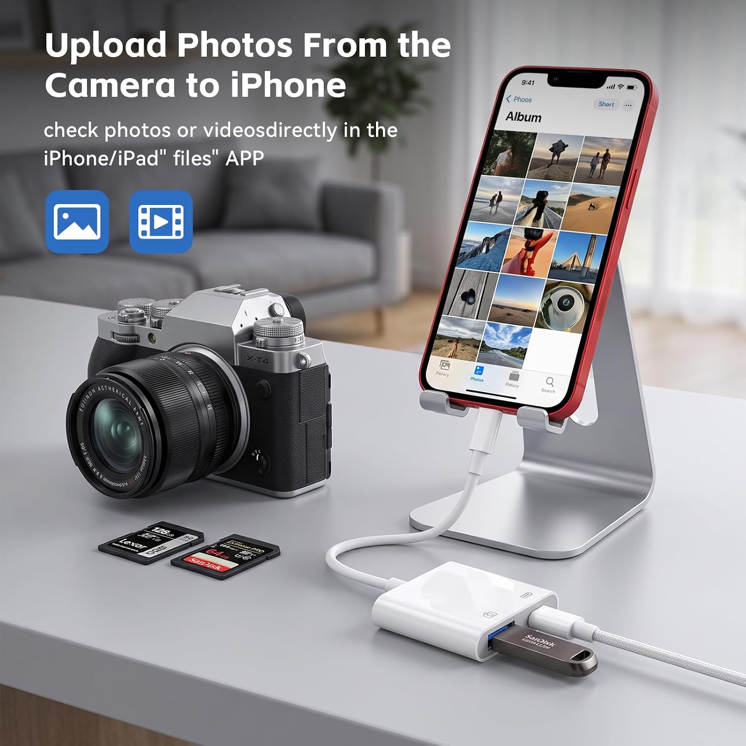  Lightning to USB 3.0 Adapter, MFi Certified OTG with Charging Port thumbnail