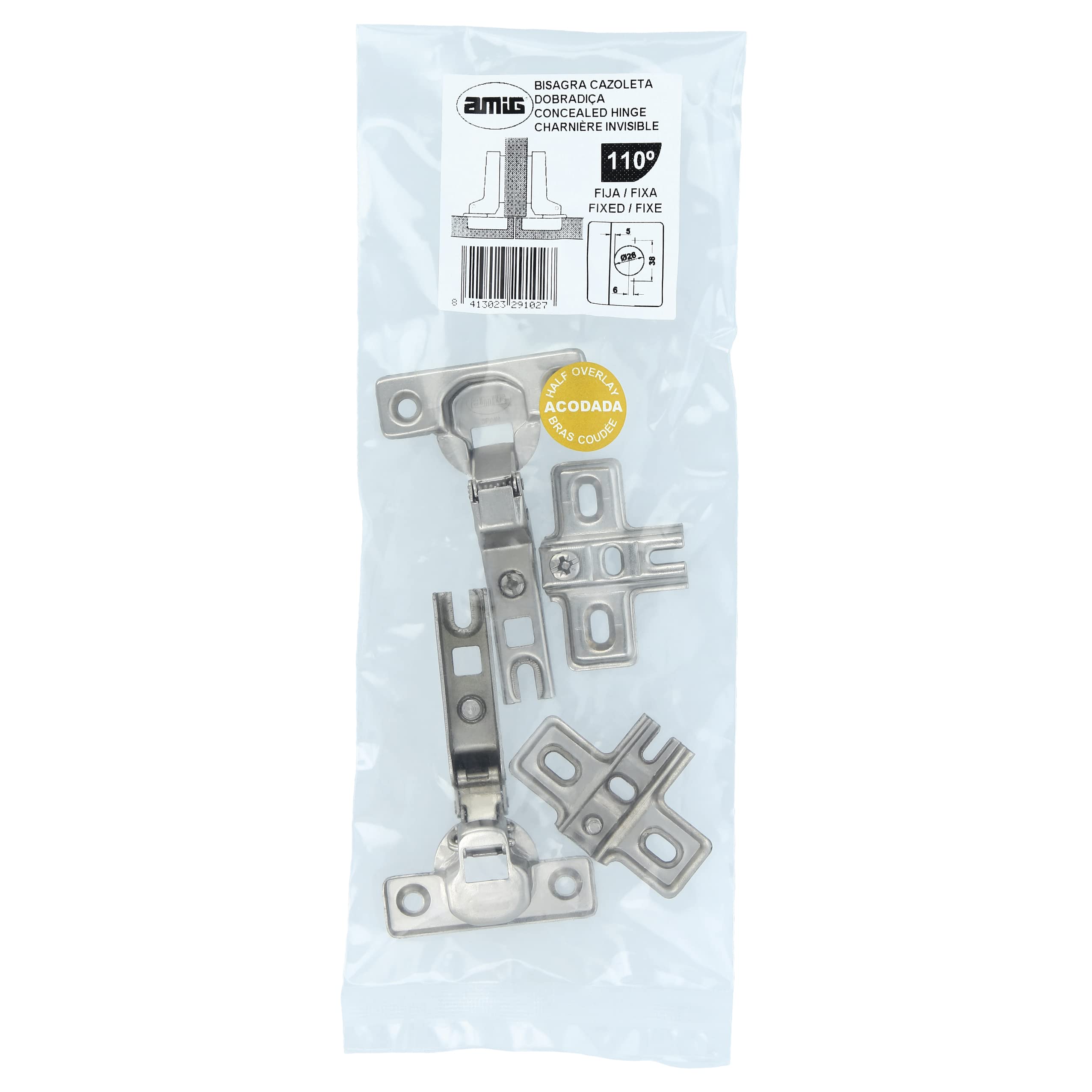 110 x 26 mm Nickel Hinge, Multicoloured, diameter 26 mm - Image 3