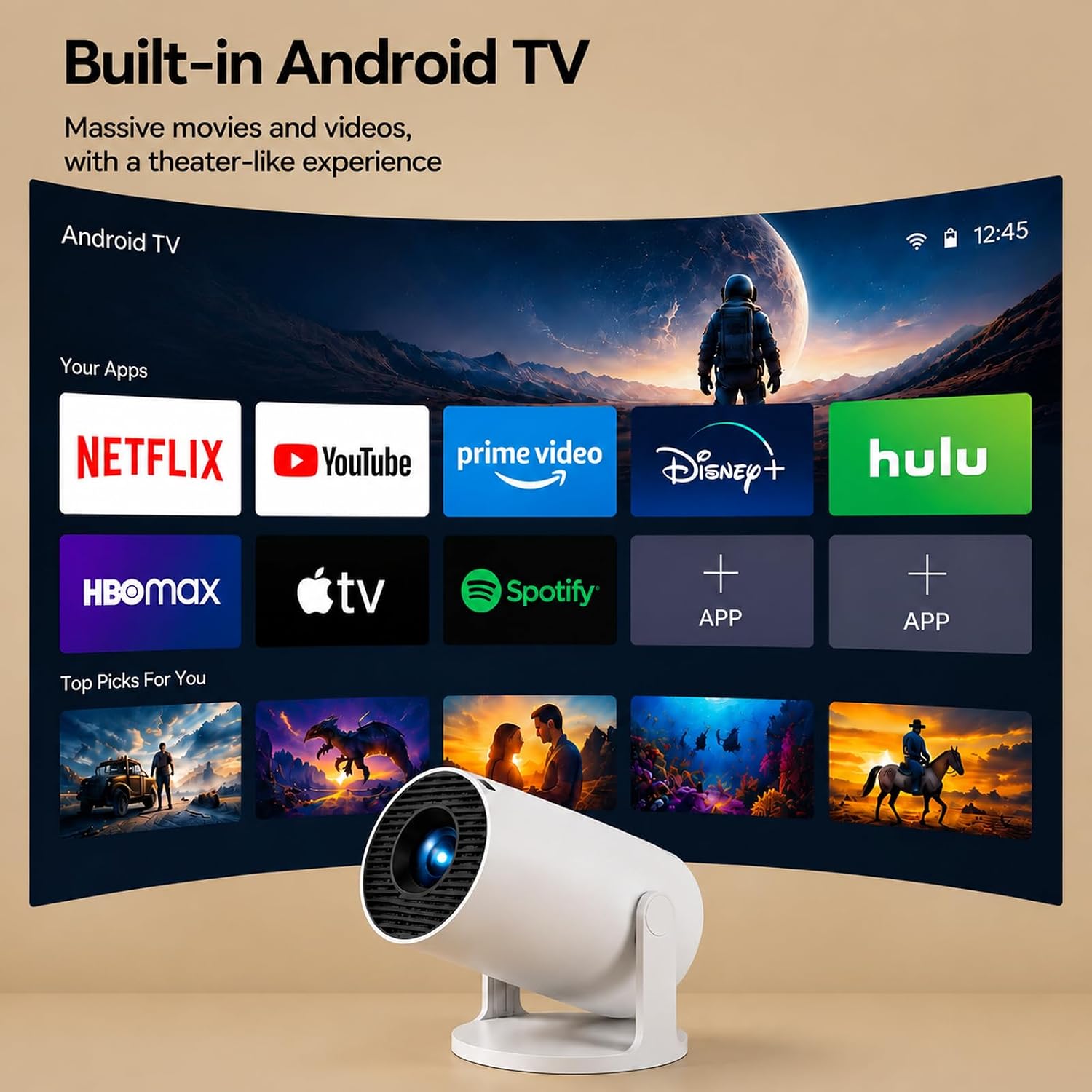 Mini Projector 4K WiFi 6 Bluetooth 5.4 Built-in Apps Portable Projector | Multiple Device Compatibility, 180° Rotation, Built-in Speaker, Auto Vertical Keystone Correction, Easy Setup Home & Outdoor 5 71S2MoIMjEL. AC SL1500