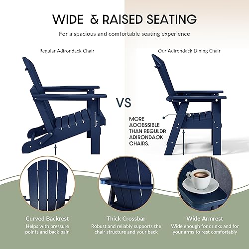 Vista 65 de WestinTrends Malibu Malibu Patio al aire libre HDPE plástico Adirondack silla comedor teca