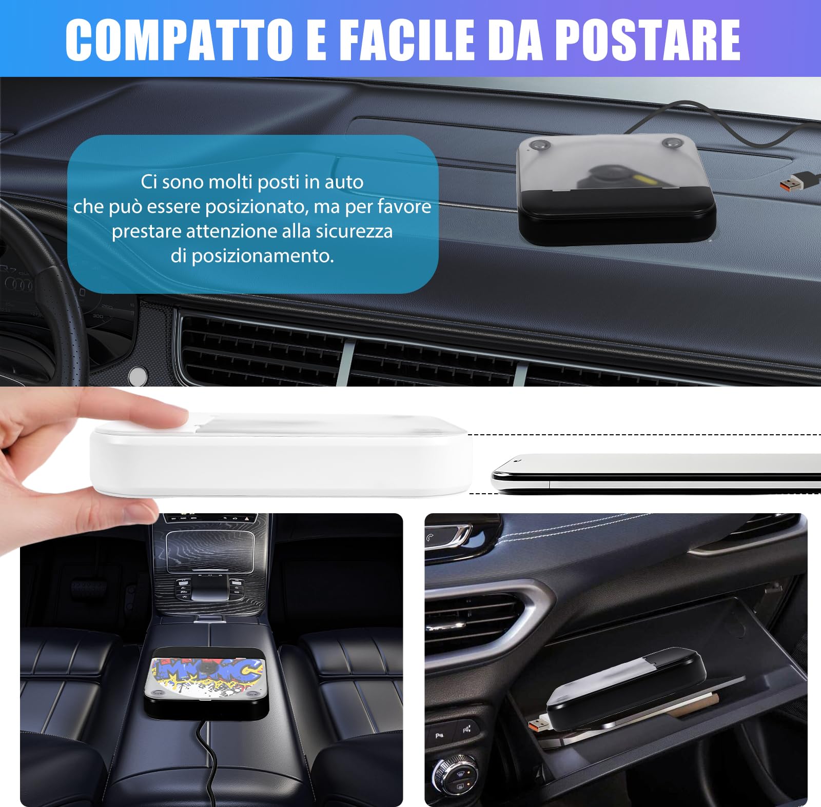 Lettore CD portatile per auto, Plug and Play, con porta USB e AUX, prolunga USB, lettore CD musicale