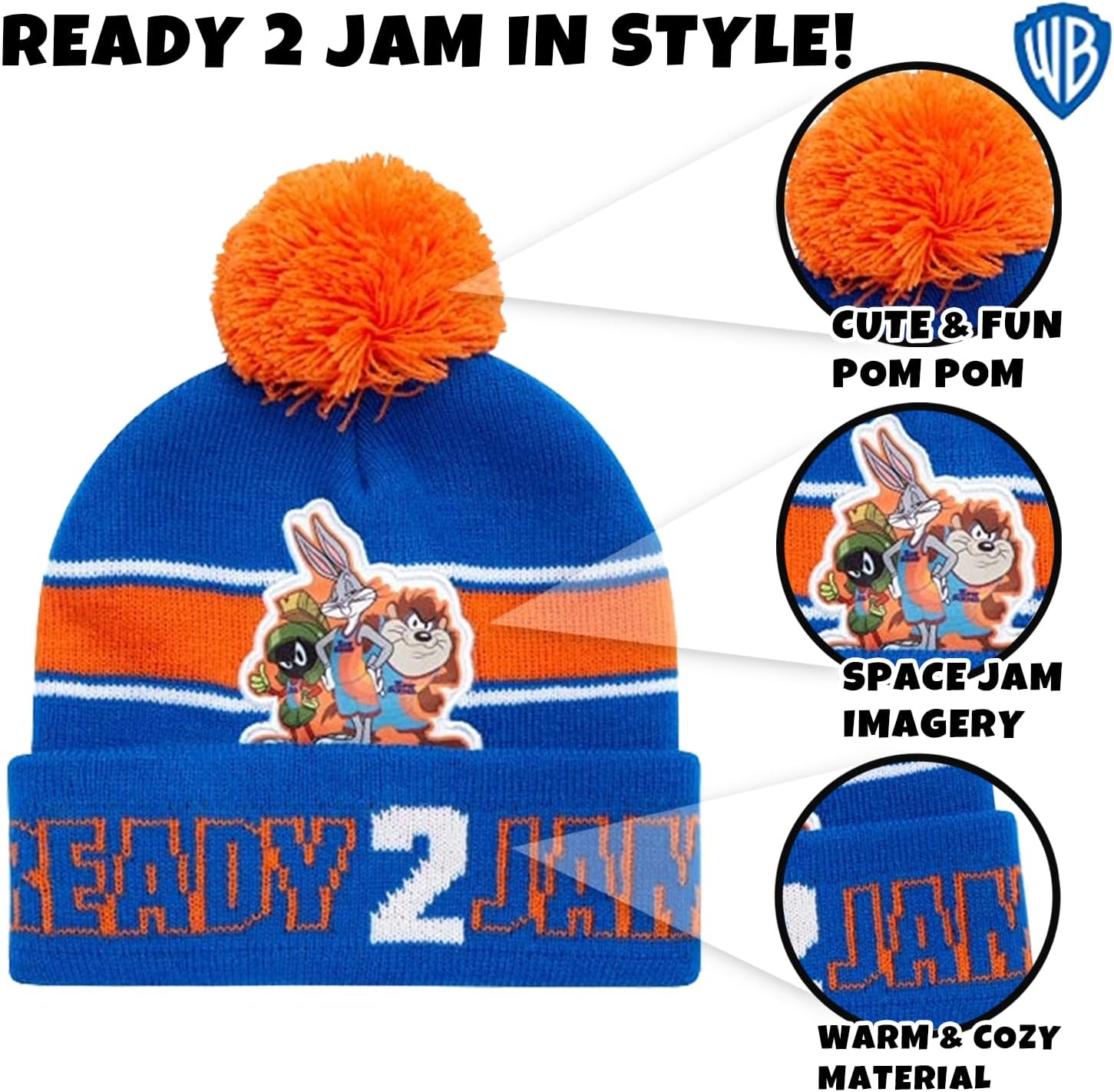 Warner Bros. Boys' Space Jam Winter Hat Set - 2 Piece Beanie and Gloves Set, Size Age 4-7, Space Jam Gloves