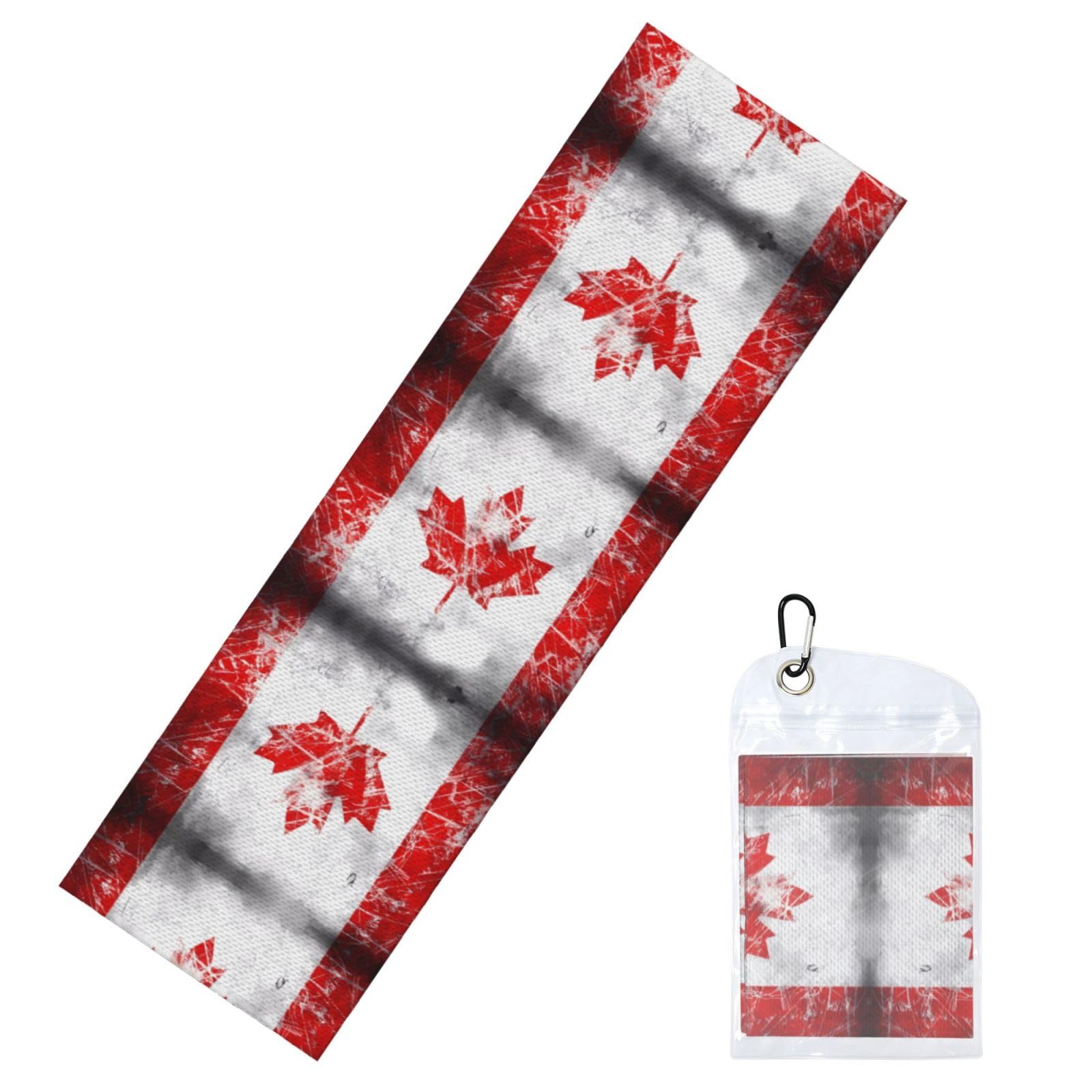 Gaxfjru Black Retro Canada Flag Cooling Towels For Neck And Face,Quick Dry Towel,Super Absorbent Sweat Towels For Gym And Sports
