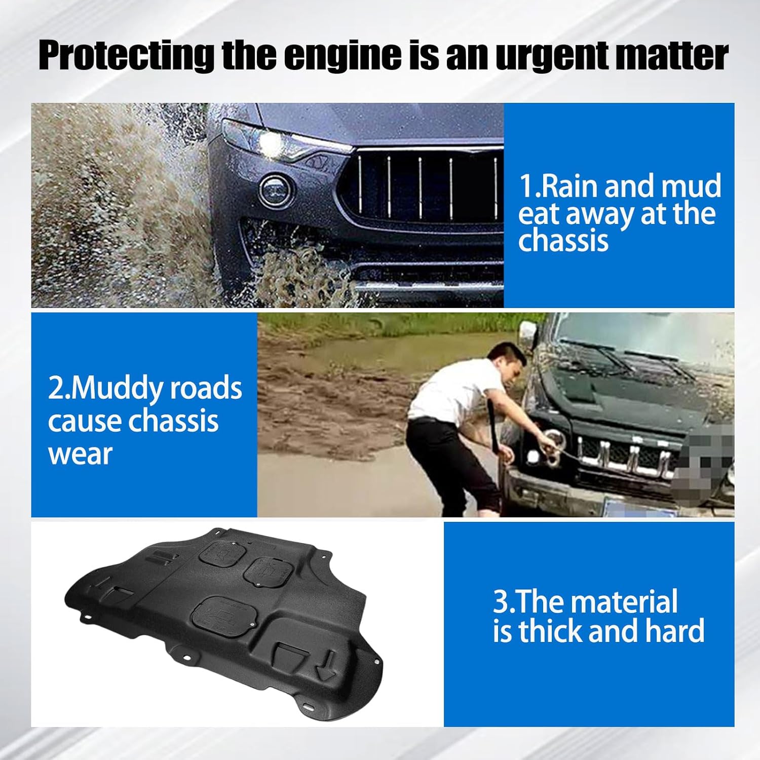 PACEWALKER Front Engine Splash Shield Compatible with F-ord Focus 2012-2018, Compatible with 2015-2021 Escort Under Engine Shield, Focus ST/RS Compatible with F-ord C-Max 2013-2018 Replace Original