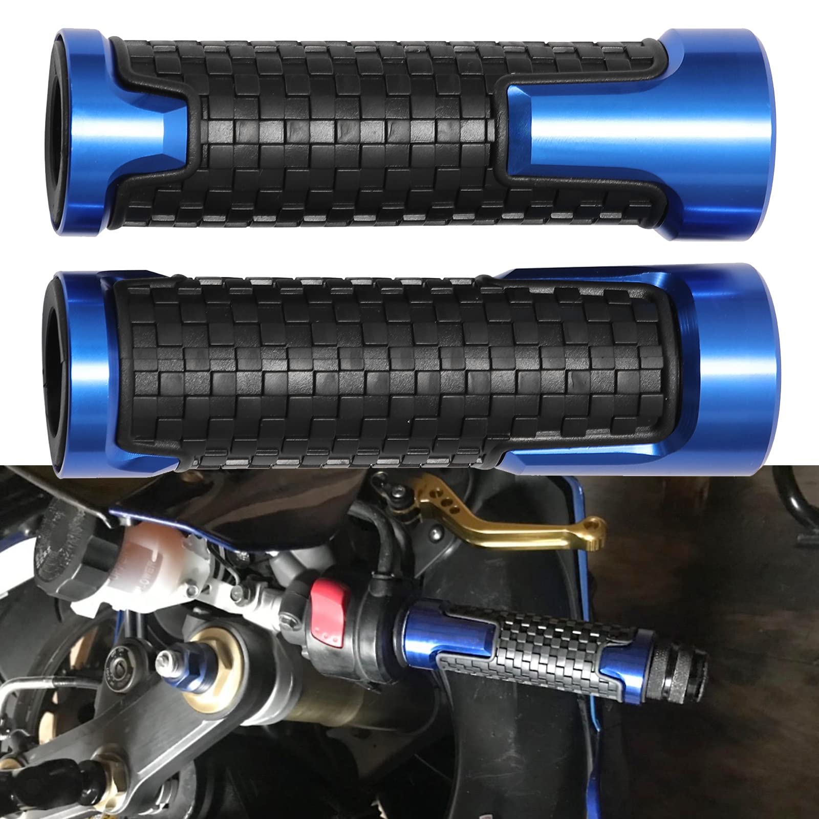 Manopole Moto Universale, 7/8" 22mm-24mm manopole scooter Impugnatura Moto Antiscivolo Compatibile con Bici Sportive Street Bike Cruiser Scooter Dirt Bike.