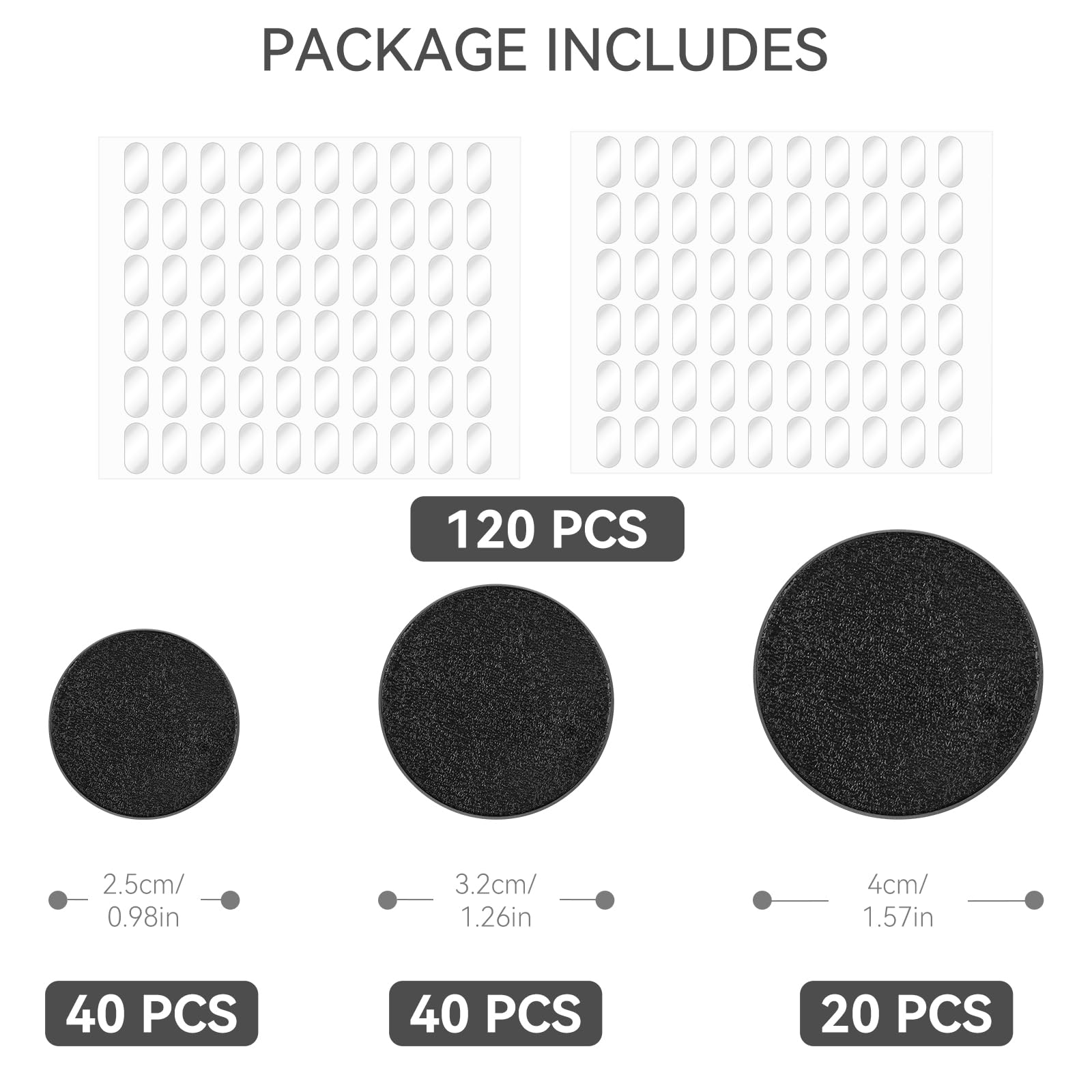 Lot de 100 bases miniatures + 120 adhésifs, 25 mm, 32 mm, 40 mm, mélange de bases rondes en plastique noir pour jeux miniatures, jeux de table de guerre ou jeux de société