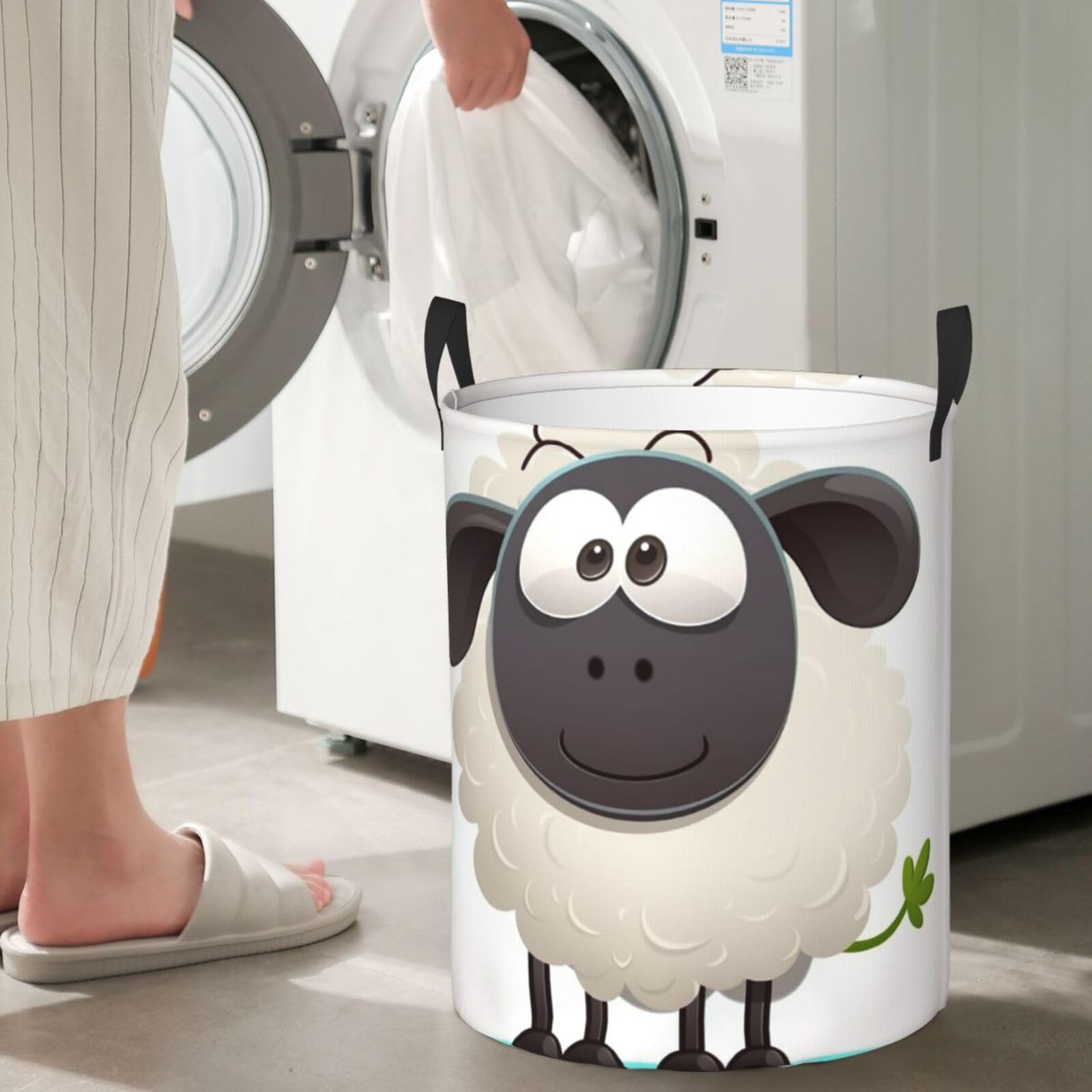 18-inch vrijstaande wasmand met deksel, inklapbare kledingmand met