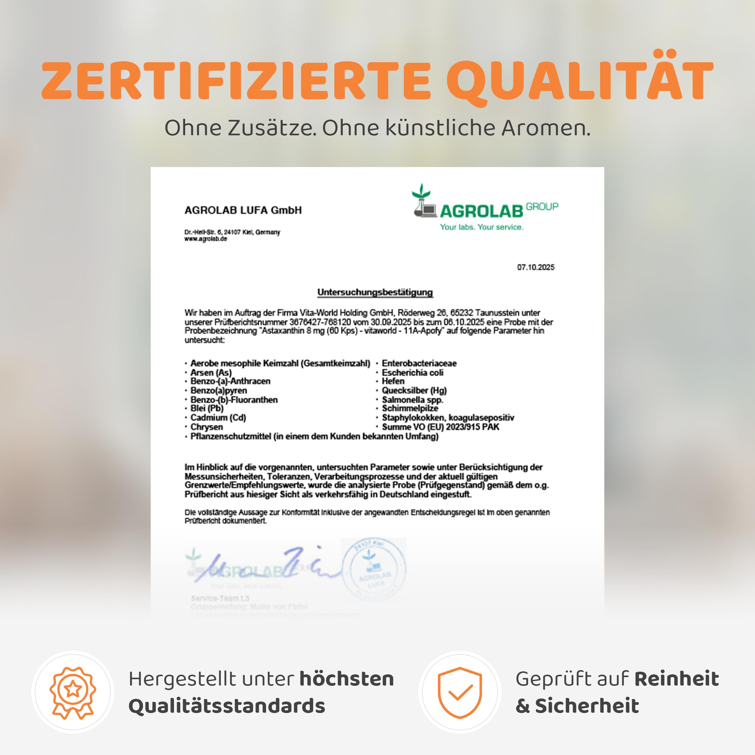vitaworld Astaxanthin Kapseln 3 Dosen hochdosiert 8mg | 180 vegetarische Kapseln, Haematococcus pluvialis Alge, natürlicher Komplex, Zellschutz, ohne Zusätze