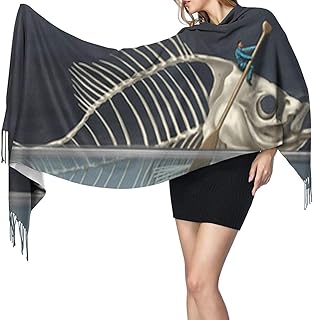 KENDIA Uomo Con Scheletro Di Pesce In Mare Kayak Sciarpa Morbida Scialle Cashmere Sciarpa Invernale Calda Avvolge Scialli Pashmina
