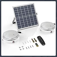 Vista 8 de Solar Ceiling Lights Indoor Outdoor 2 Pack, Dimmable Daytime 3000K/4000K/6000K Solar Shed Lights with ON/Off Switch & Remote, Waterproof Barn Lights