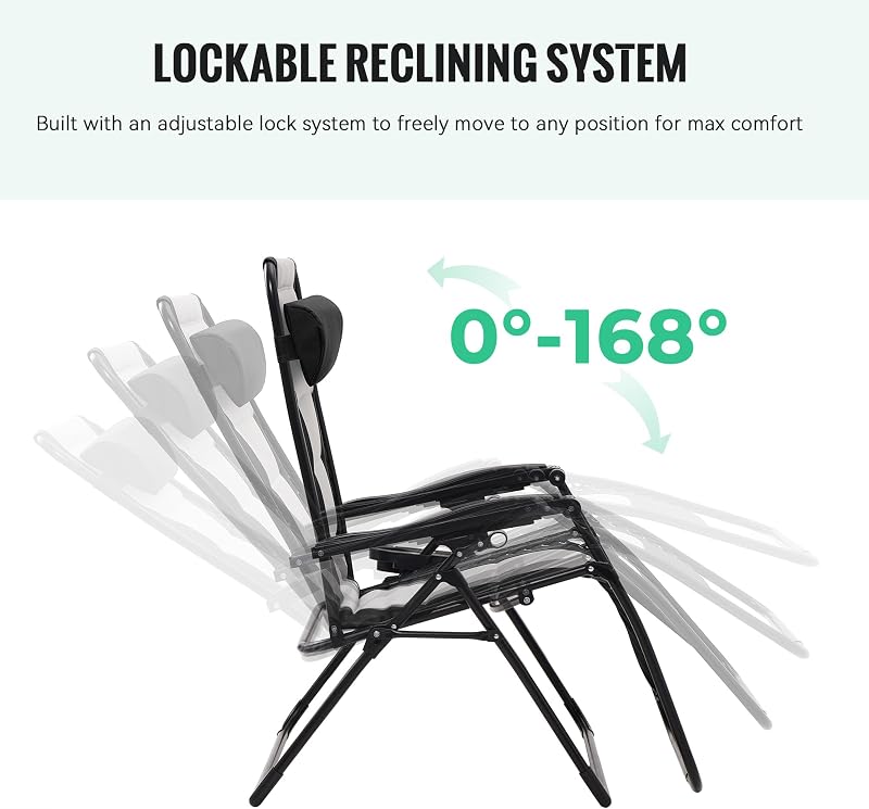 JEAREY Zero Gravity Chair, Oversized Padded Recliner - Black/Gray image 6
