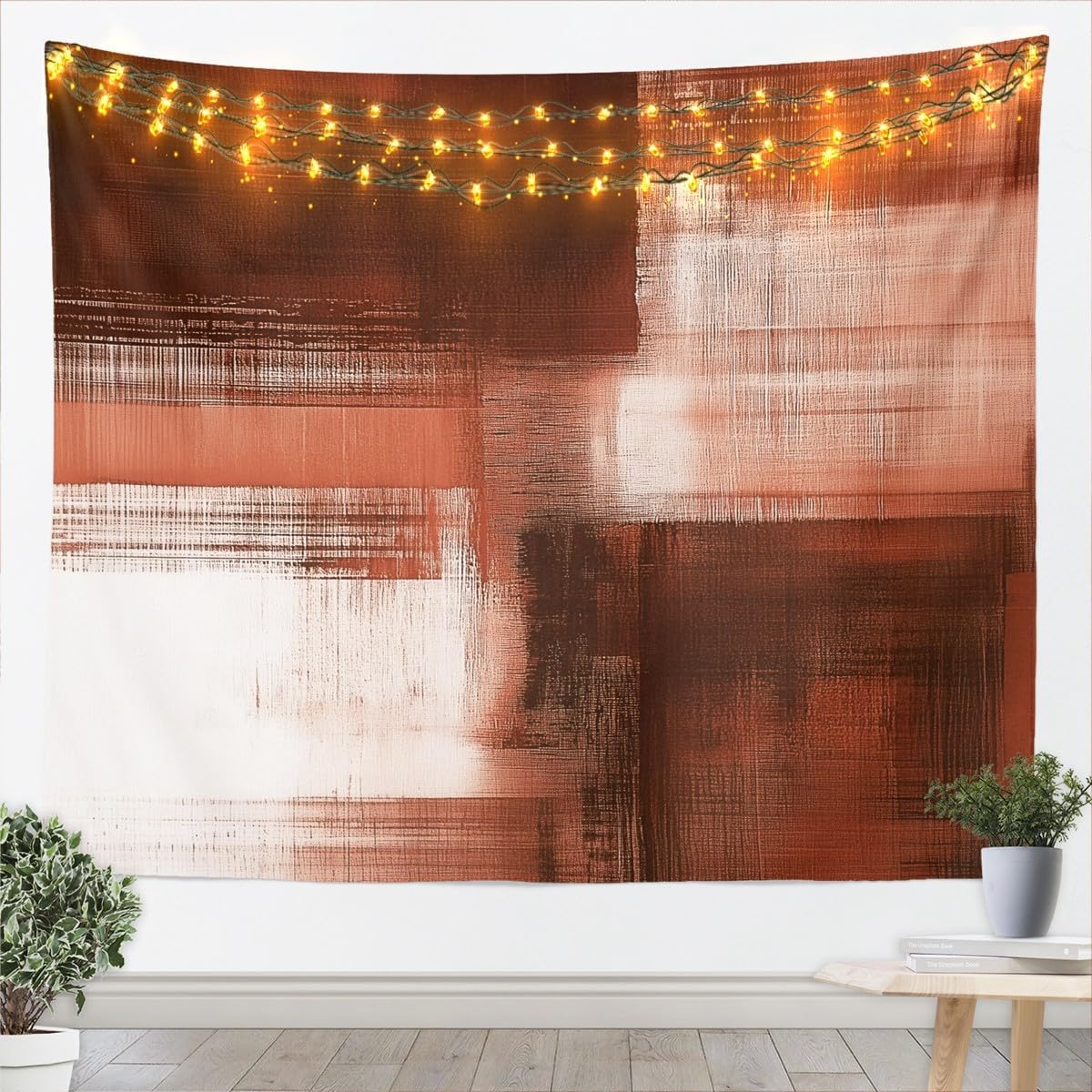 jejeloiu Medium 59"x59" Abstract Oil Painting Wall Hanging Blanket Boys Girls Abstract Art Tapestry For Kids Women Men Beige White Modern Wall Art Room Decor Lightweight image 5