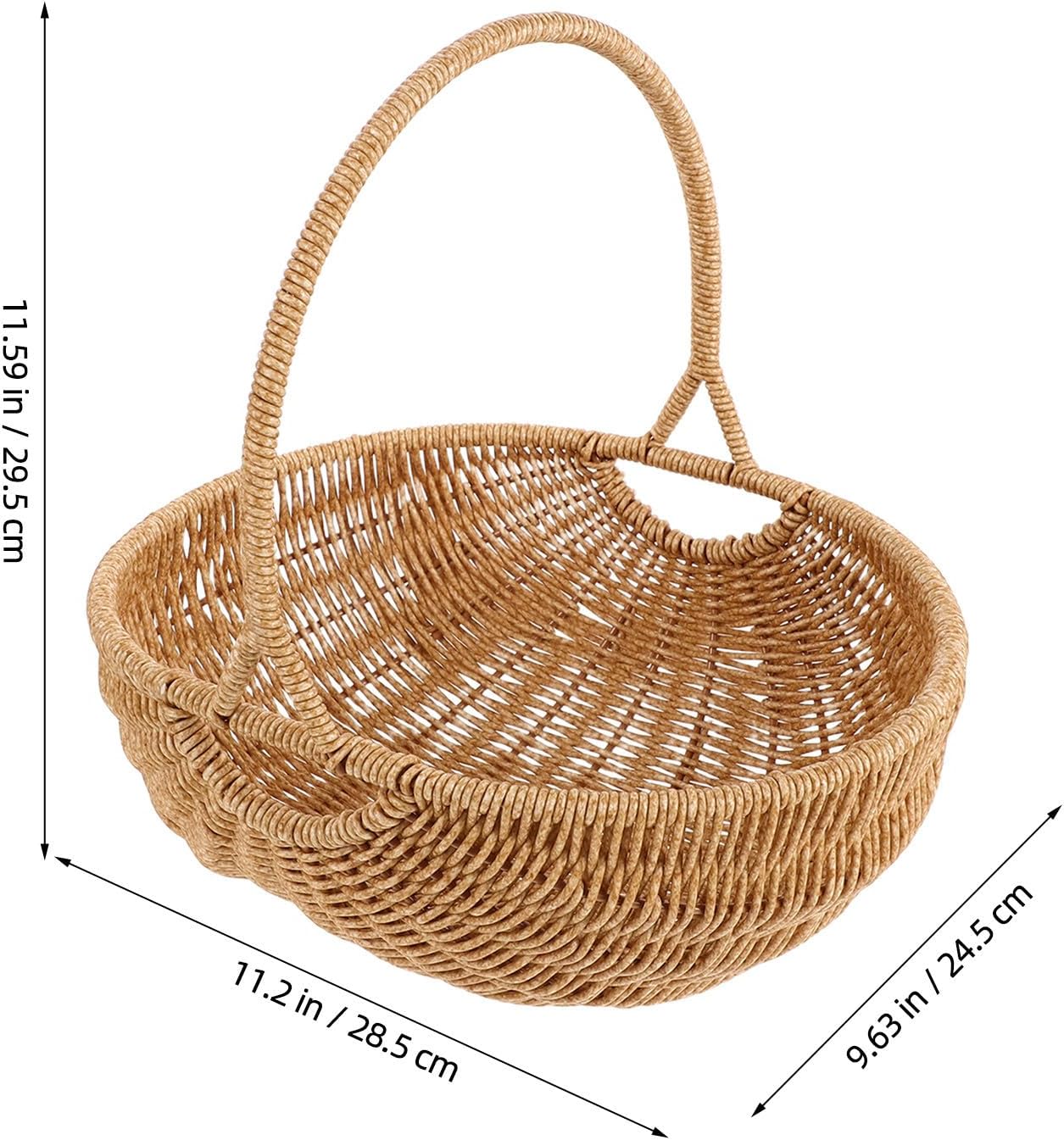Coffee Pumpkin Inspired Plastic Rattan Basket with Handle | Lightweight Shape-retaining Build, Wear Resistant Finish, Portable for Outdoor Gatherings and Trips