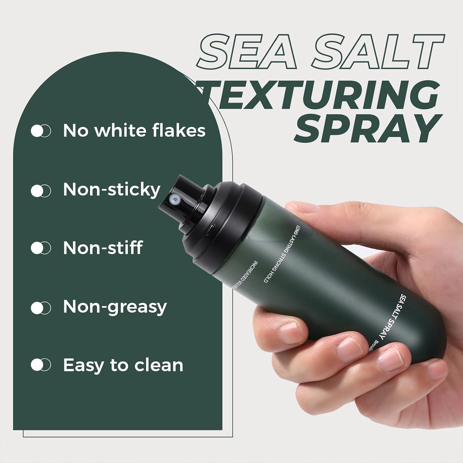 Sea Salt Spray for Men - Texturizing Spray for Beach Waves, Volume & Strong Hold - Non-Sticky, No White Residue with Sargassum Extract (100ml) - Image 3