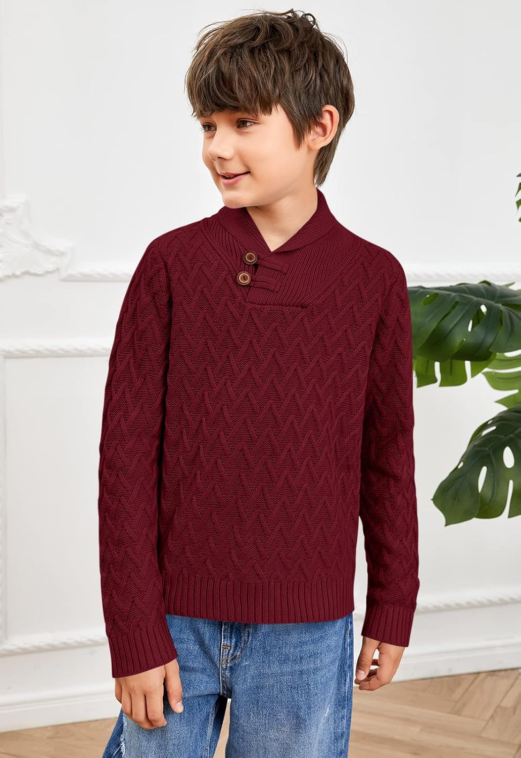 Teurkia Boys' Casual Knit Cable Turtleneck Sweater Rib Cuff Pullover for Kids - Image 4