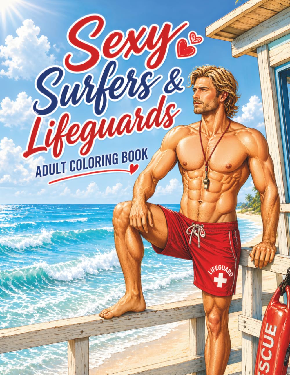 Sexy Surfers & Lifeguards: An Adult Coloring Book of Shirtless Surfers & Muscular Lifeguards — A Beachside Escape of Strong, Handsome Men (Rugged & Legendary: Adult Coloring Series)