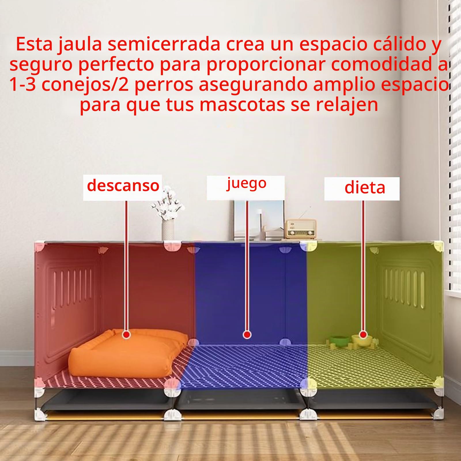 Conejera de madera for cobayas, jaula for hámster, jaula for conejos, casa de un solo piso for animales pequeños, jaula de madera for cobayas con soporte extraíble(Black,105 * 45cm)
