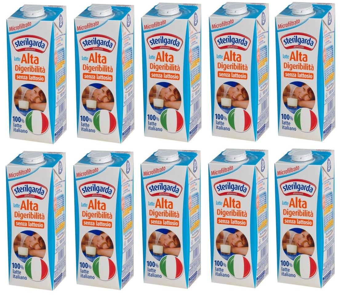 Latte Alta Digeribilità, Senza Lattosio, 100% Italiano, Microfiltrato, 1L, Confezione da 10