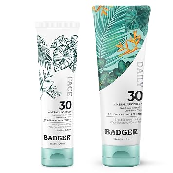Badger SPF 30 Mineral Daily Face Sunscreen and SPF 30 Mineral Daily Body Sunscreen