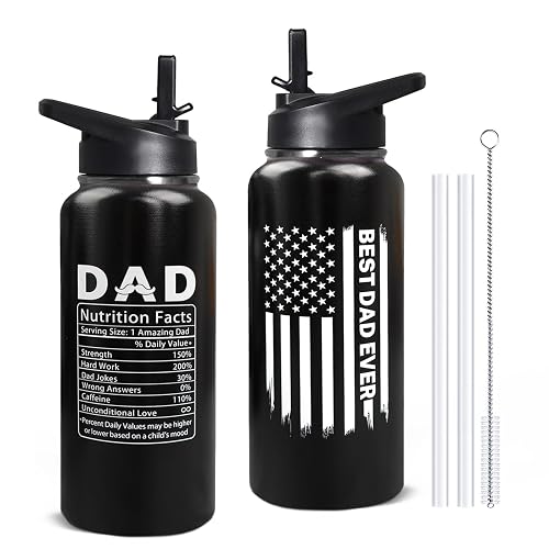 32oz Dad Stainless Insulated Aater Water Bottle with Straw,Dad Gym