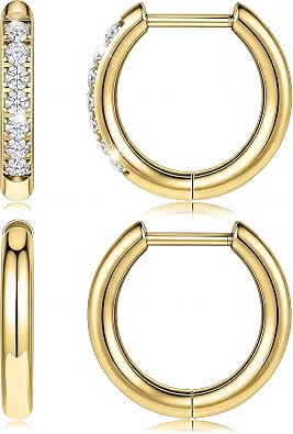 G23 Titanium Small Gold Huggie Hoop Earrings 8/10/12mm