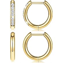 G23 Titanium Small Gold Huggie Hoop Earrings 8/10/12mm | 14K Gold Plated, Hypoallergenic, 18G, For Women, For Sensitive Ears