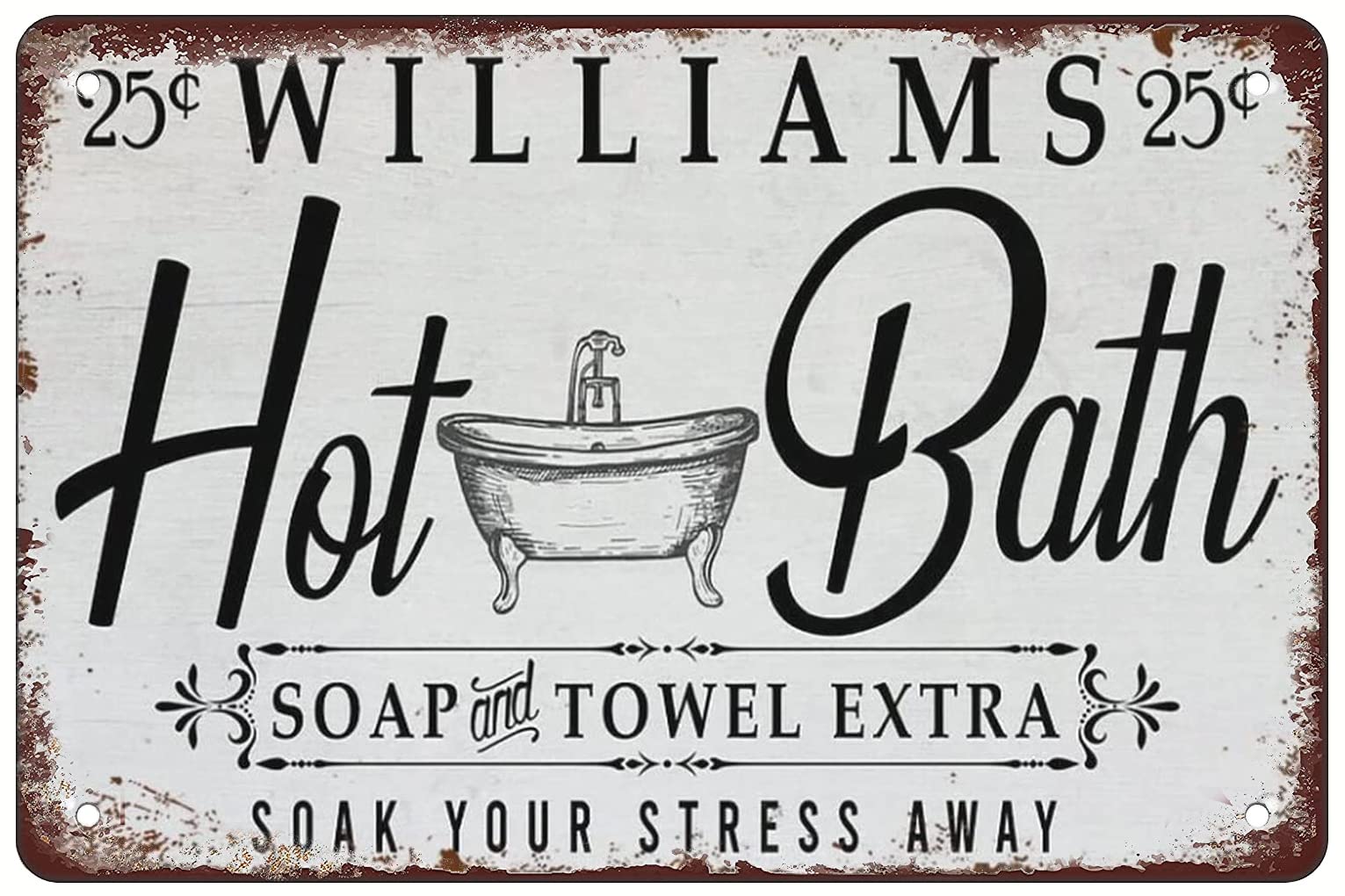 Hot Bath Metal Tin Sign Funny Novelty Metal Sign Retro Wall Decor For Home Gate Garden Bars Restaurants Cafes Office Store Pubs Club Sign Gifts For Women Men 8x5.5 Inch