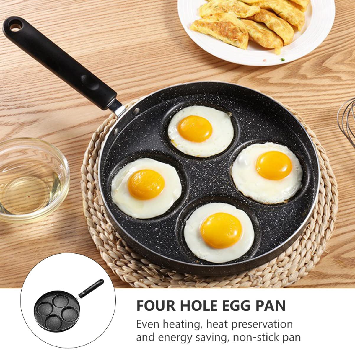 Cabilock 1Pc Medical Stone Non Stick Omelette Pan Four Hole Frying Pan for Eggs and Pancakes Design Energy Saving Kitchen Essential