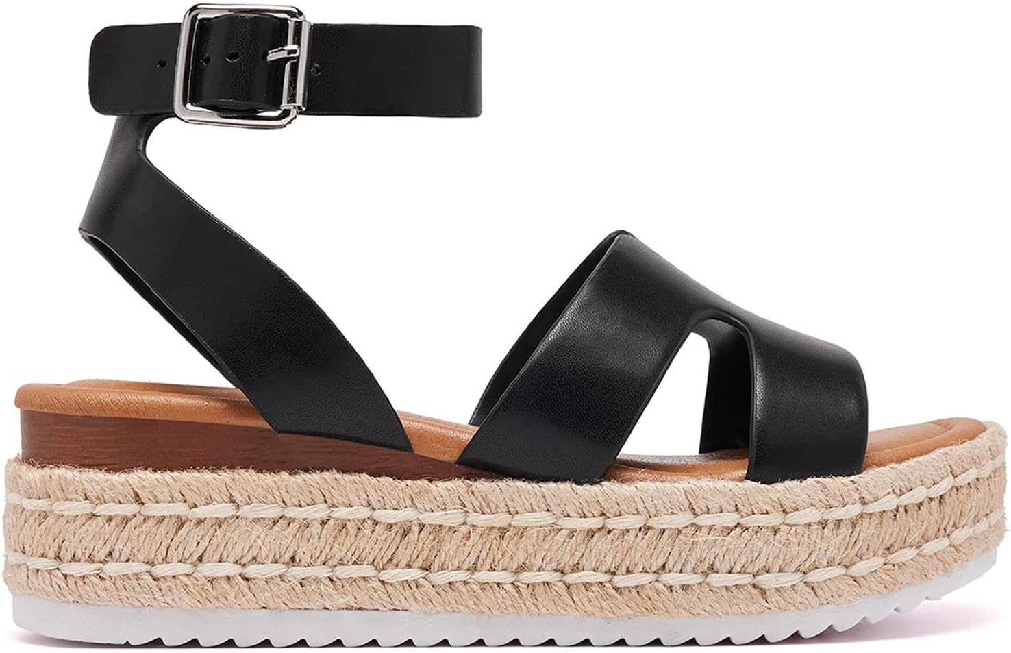 Women's Platform Espadrilles Sandals Adjustable Ankle Strap Buckle Wedge Open Toe Casual Summer Shoes image 2