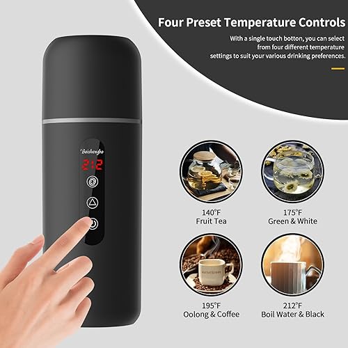 Miniatura 4 de Hervidor eléctrico de viaje y calentador de café para coche, calentador de agua caliente portátil de 12 V24 V, sin agitación, pequeña caldera de