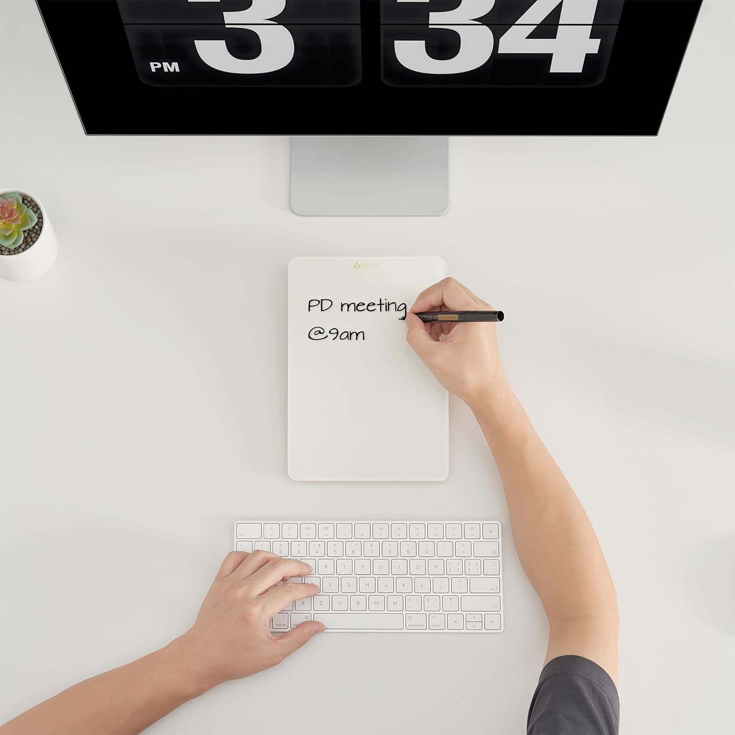 Yeoux Office Essential - Desktop Glass Whiteboard Combination