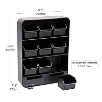 Vista 3 de Mind Reader Tea Bag Organizer, Tea Station Organizer, Countertop Storage, Kitchen, Plastic, 10.25"L x 3.25"W x 13.75"H, Black Negro