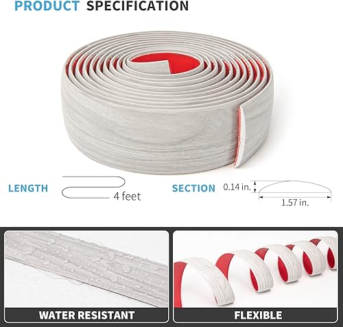 Miniatura 5 de Art3d Tira de transición de piso de vinilo autoadhesivo de 4 pies, tira de suelo laminada plana para unir huecos de suelo, transición de umbral de