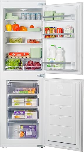 SIA RFI105/EI 50/50 Split Built In Integrated Fridge Freezer, 240L Capacity, Reversible Door, Internal LED Light, Electronic Temperature Control, 2 Years Parts & Labour Guarantee