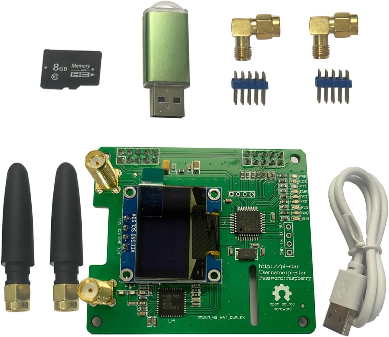 Amazon.com: AURSINC MMDVM Duplex Hotspot Module Dual Hat V1.5.2 with 0. ...