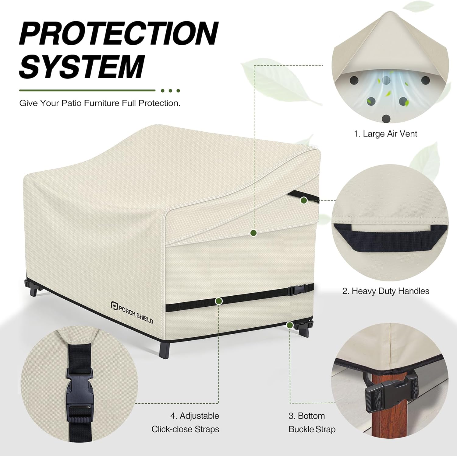 Porch Shield Waterproof Outdoor Bench Sofa Cover – Patio 2 Seater Loveseat Cover 56W x 31D x 33H inch, Beige - Image 4