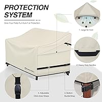 Vista 4 de Porch Shield Funda Impermeable para Sofá de Banco de Exterior – Funda para Sofá de Dos Plazas de Patio 56W x 31D x 33H pulgadas, Beige