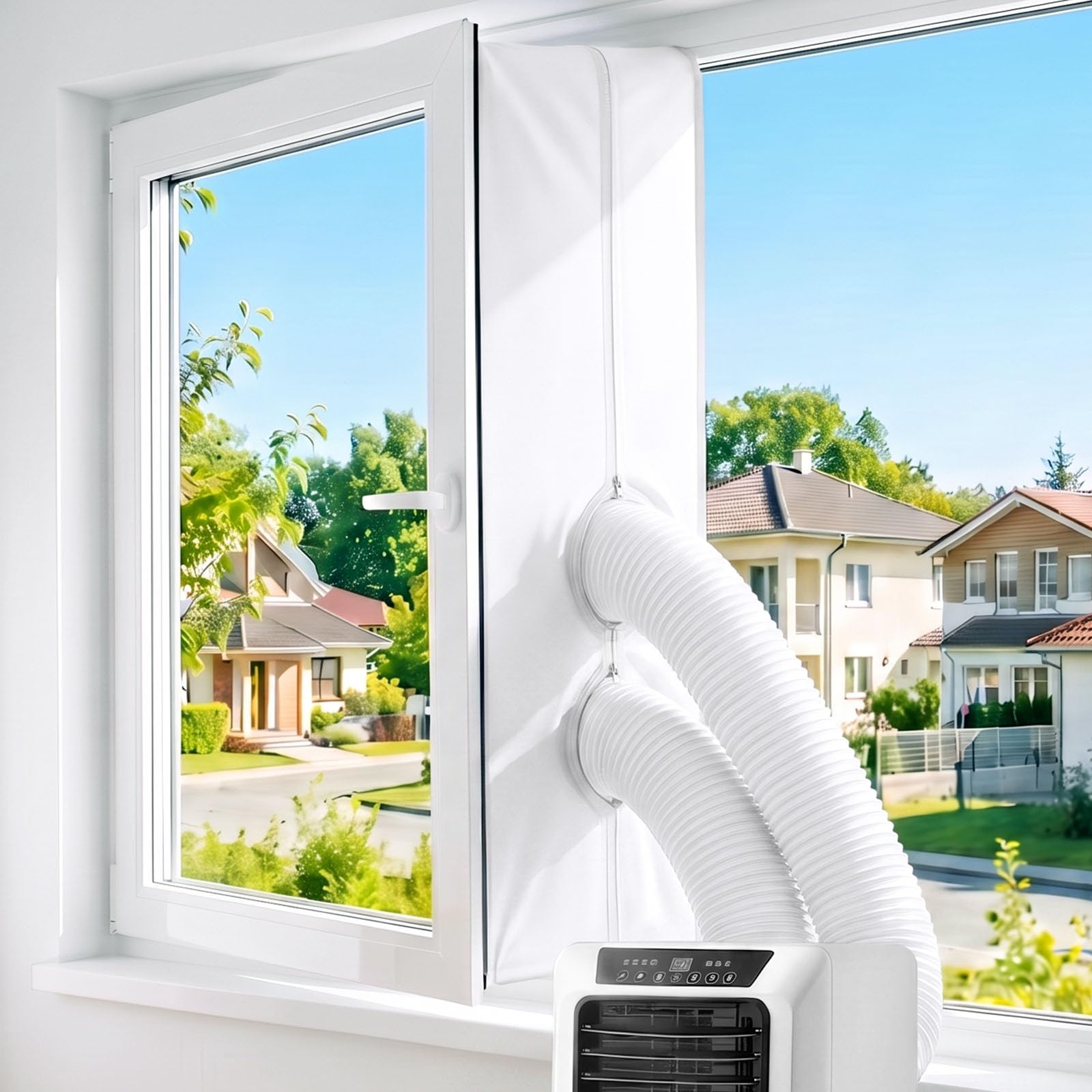 AUAUY Air Conditioner Window Seal Kit, with Non-Slip Dual 2-Way Zippers, 5m