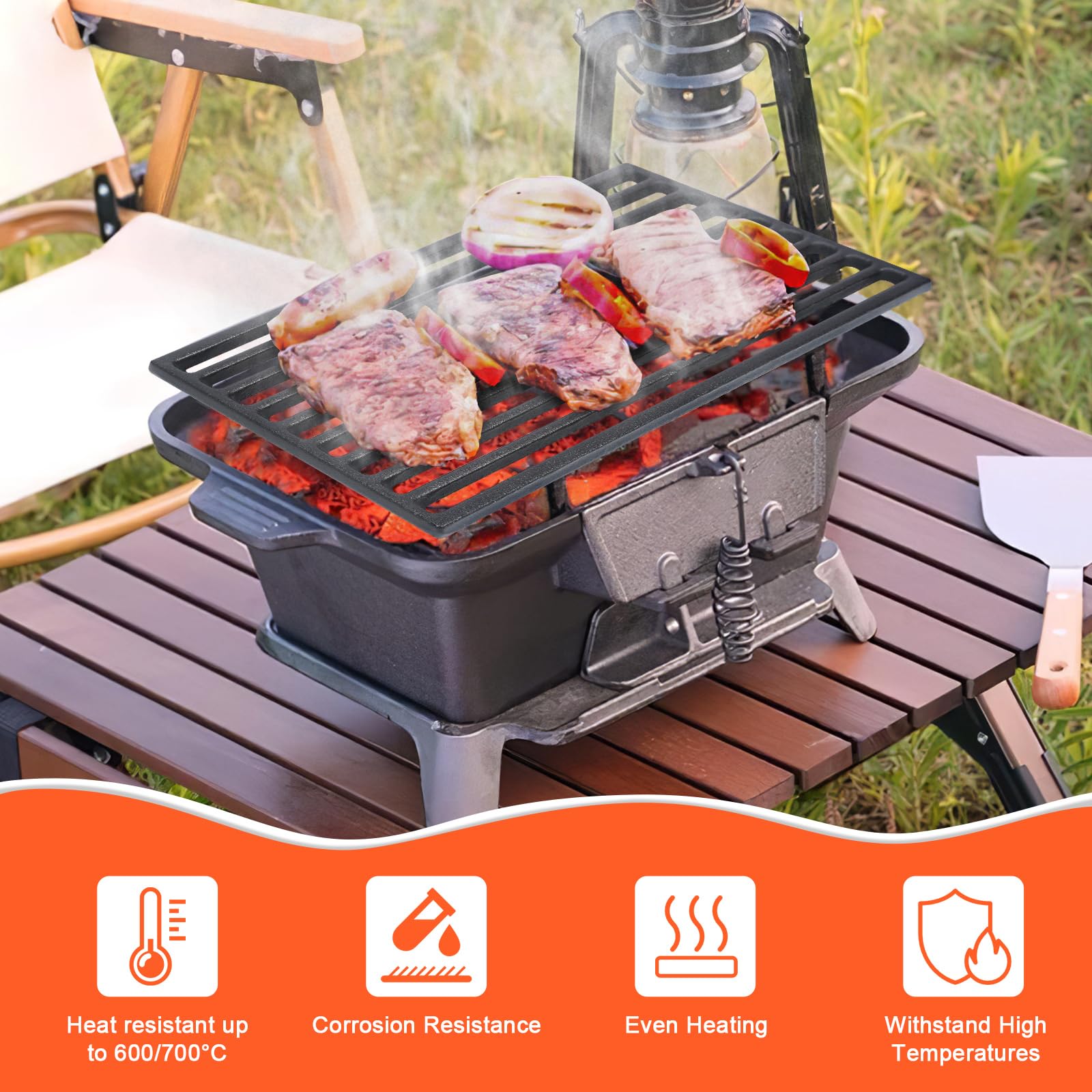 Griglia Per Caminetto In Ghisa ScarMaxx 16x28 Cm - Robustissima Con Nervature, Per Legna E Carbone - Foto 14