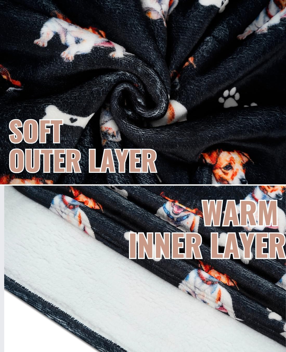 Jack Russel Terrier Gifts for Women/Men, Wearable Blanket Hoodie with Unique Jack Russel Pattern, Christmas Birthday Gifts for Dog Lovers, Black