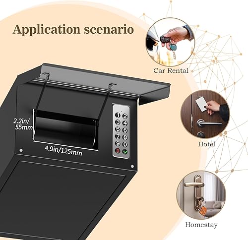 Miniatura 5 de WeHere Caja de llaves con cerradura inteligente para montaje en pared exterior, caja de devolución de llaves para automóvil, diseño antirrobo e