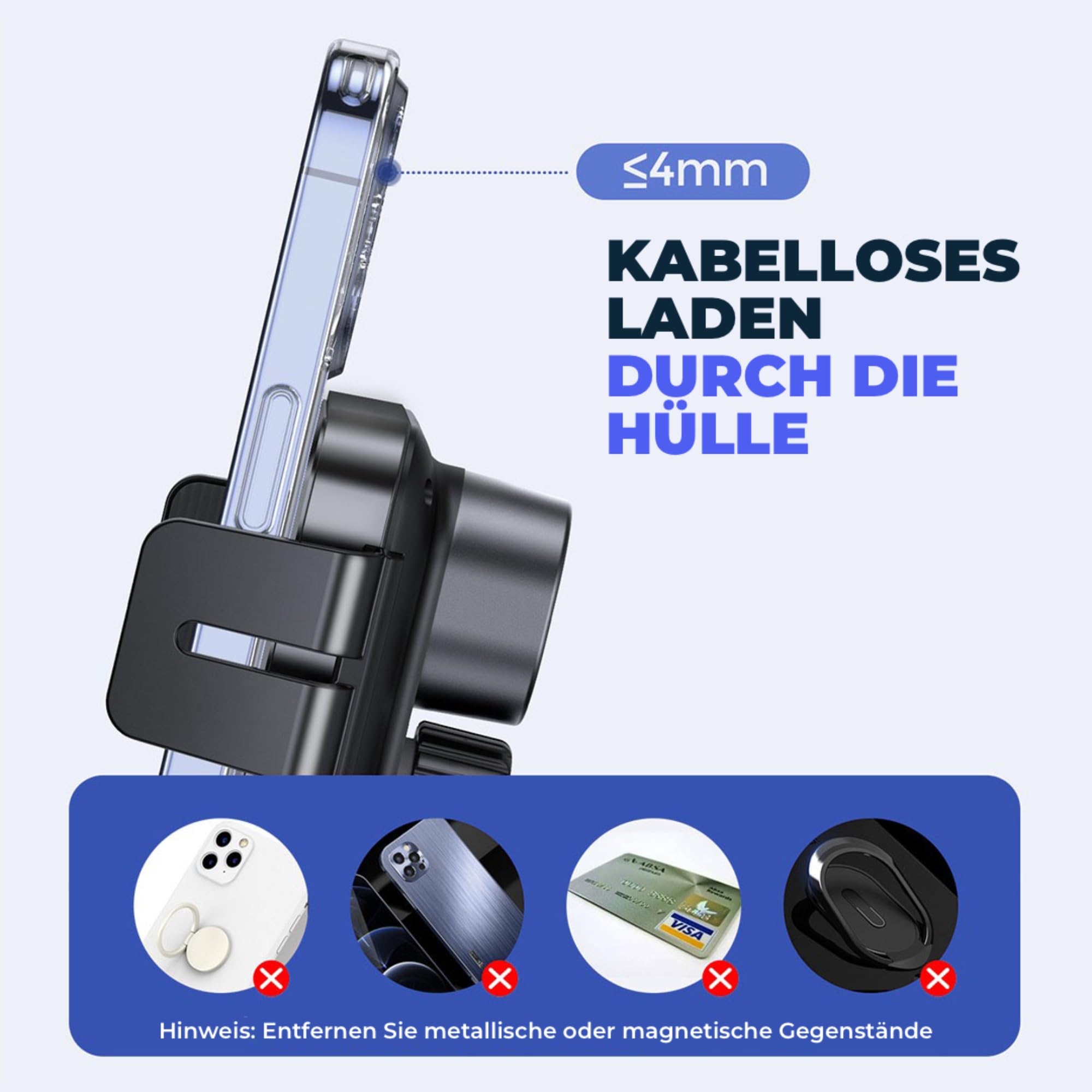 Wegman Handyhalterung Auto mit Ladefunktion 15W Qi, Smartphone Halterung Auto für Lüftung, Armaturenbrett & Windschutzscheibe (inkl Ladegerät & USB C Kabel) MagSafe Autohalterung, KFZ Handy Halterung