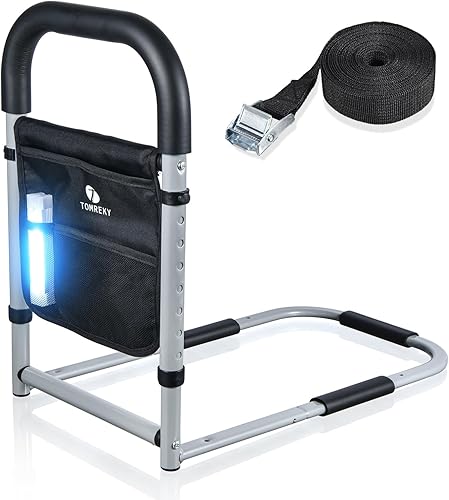 Miniatura 8 de Rieles de cama para adultos mayores ayudan a la seguridad para personas mayores, agarre de barra de mano con bolsillo de almacenamiento,