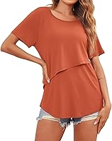 Vista 2 de Ekouaer Camisetas de lactancia de manga corta para mujer, de doble capa, tallas S-XXL
