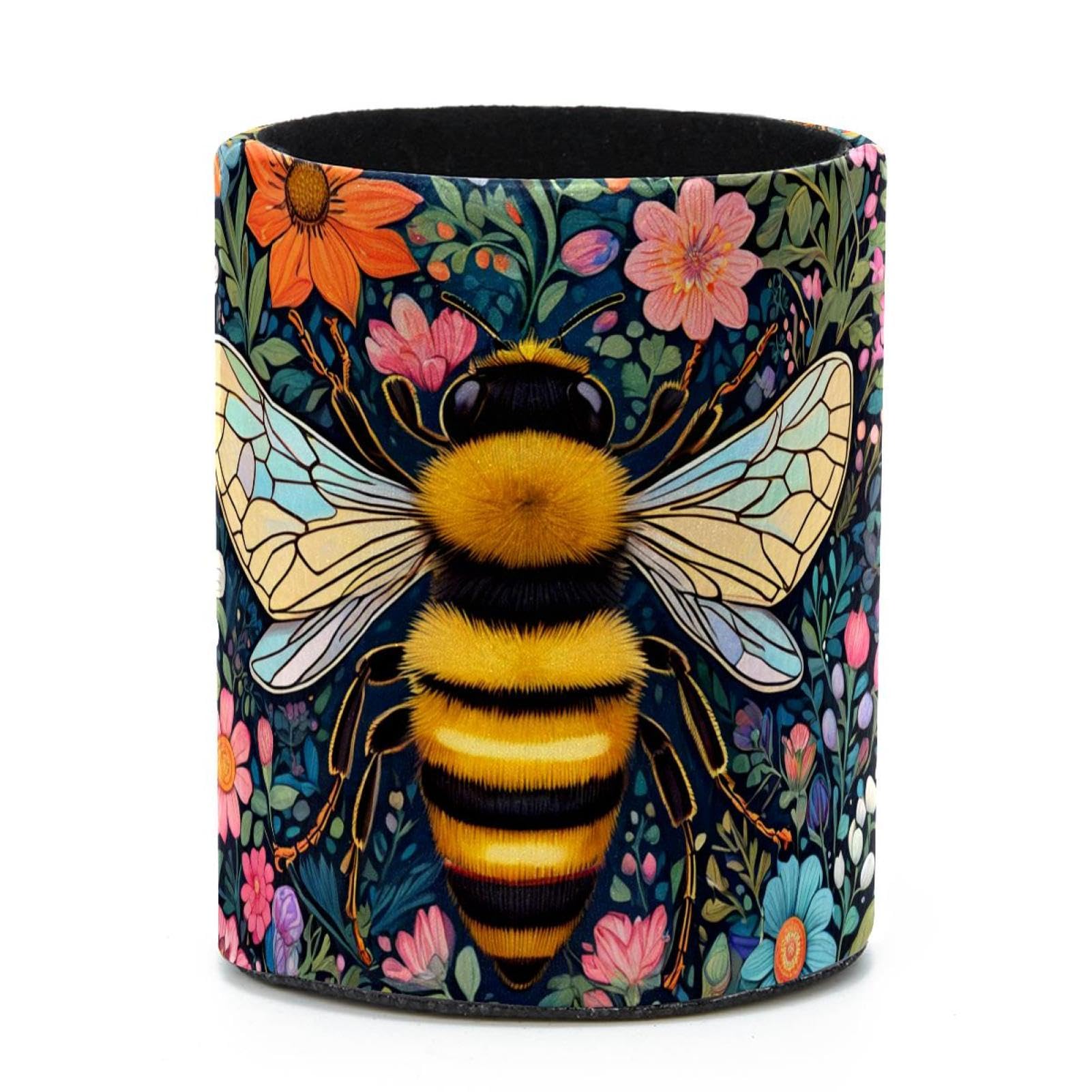 VAPOKF Round Pencil Holders for Desk, Drawing Bee Pen Holders Pen Pot Makeup Brushes Storage Desktop Stationery Supplies Organiser for Home Office