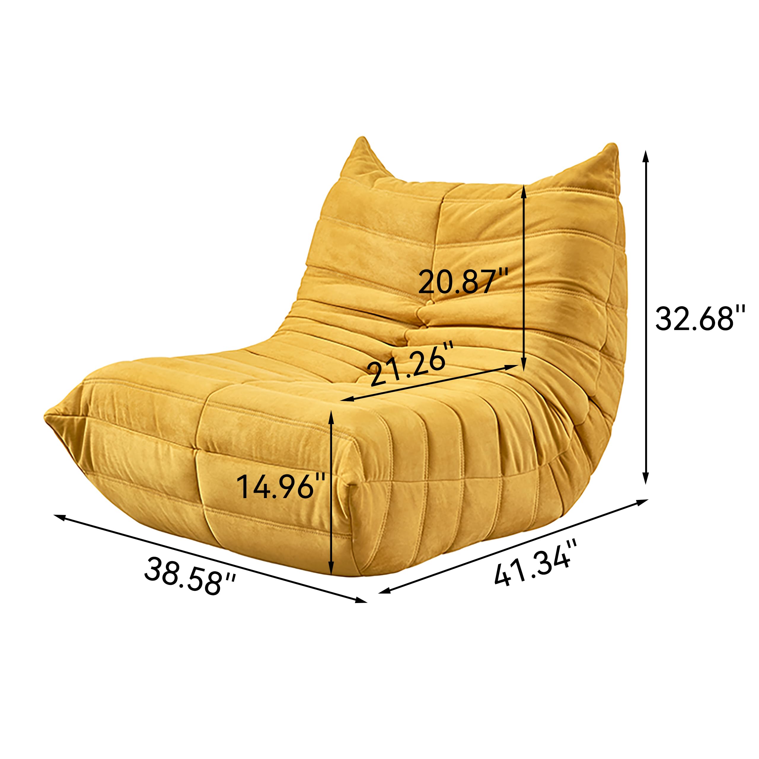 Bean Bag Chair,Fireside Chair, Lazy Floor Couch, Corner Bean Bag & Tatami Sofa for Living Room?Floor Sofa, Bean Bag Chairs for Adults,Gaming Bean Bag Chairs (Yellow)