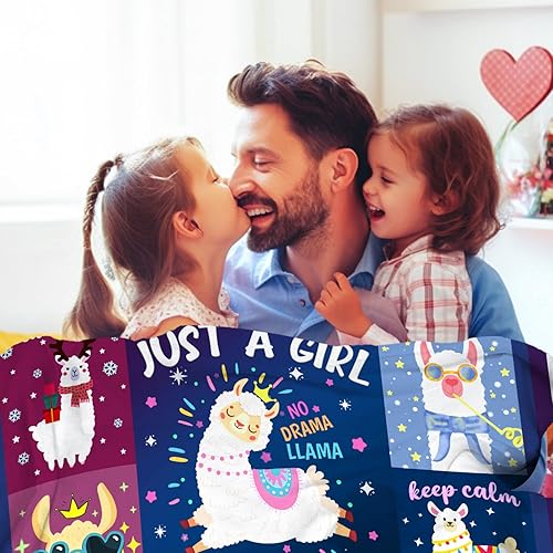 Miniatura 4 de Linda manta de llama suave y cálida de alpaca, diseño de llama de dibujos animados, sofá, cama, regalos de cumpleaños para niñas, adultos y niños,