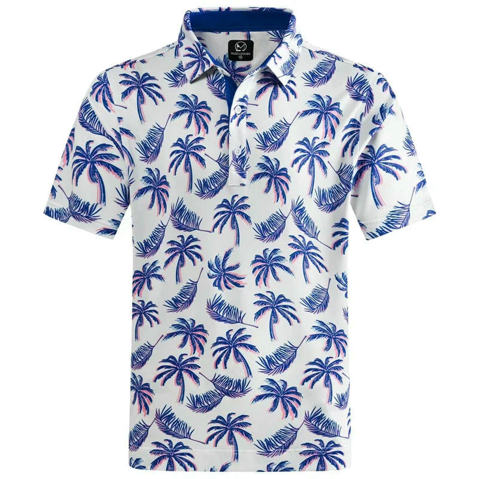 Maglietta Uomo Hawaiian Plants Camicia Uomini Estate 3D Stampa Foglie Fiore Manica Corta Golf Camicie Oversized Street Tops T-Shirt Vestiti-plbecky1031340-m
