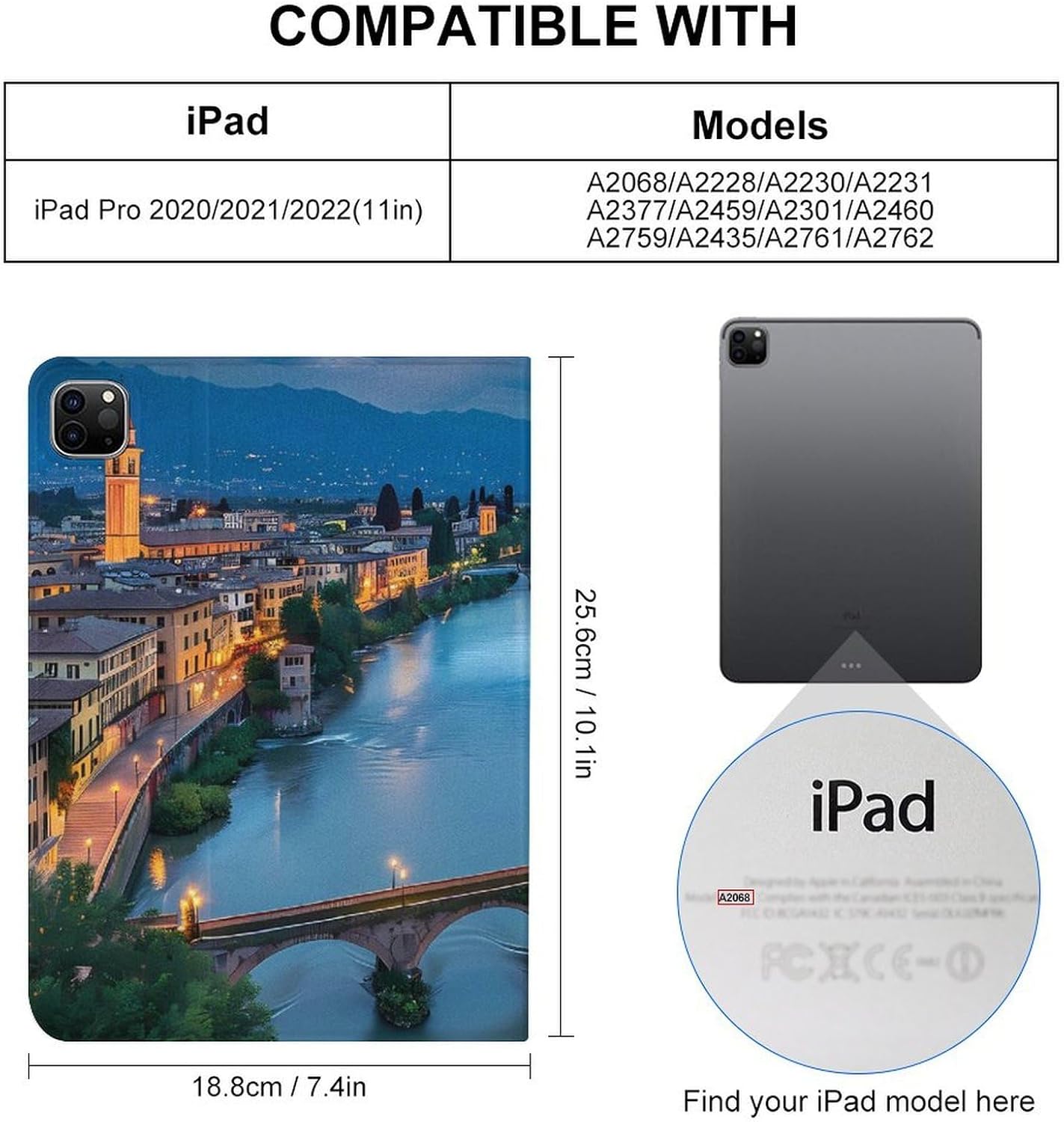 Bridge Ponte Degli Alpini at River Brenta Printed Case Trifold Stand Protective Cover Compatible with IPAD Pro 20/21/22(11in)